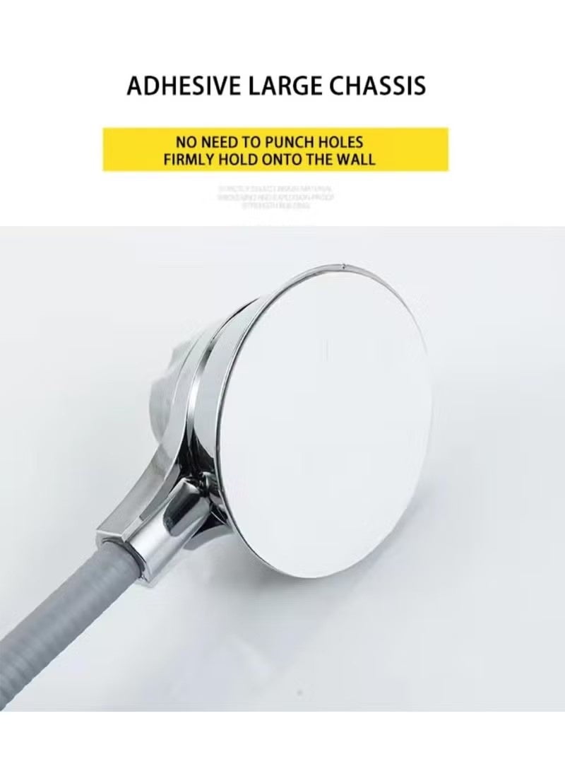 Adjustable Suction Cup Shower Head Holder, No-Drill, Multi-Angle Rotation,Silver - Image 5