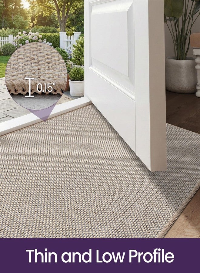 DEXI Ultra Thin Door Mat Indoor Entrance 24x36, Non Slip Rubber Backed Entryway Mats Dirt Trapper, Low Profile Front Doormat for Inside Entry, Patio, Porch, Beige - Image 3