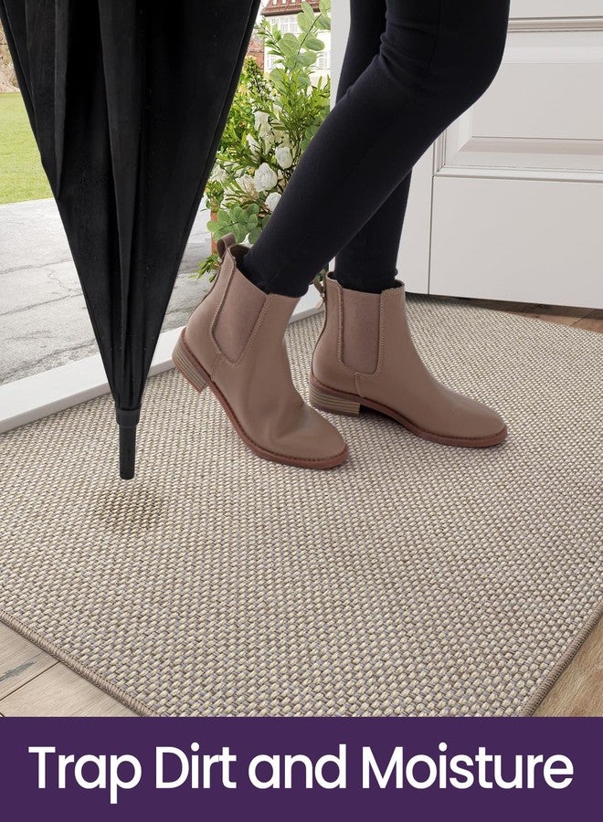 DEXI Ultra Thin Door Mat Indoor Entrance 24x36, Non Slip Rubber Backed Entryway Mats Dirt Trapper, Low Profile Front Doormat for Inside Entry, Patio, Porch, Beige - Image 5
