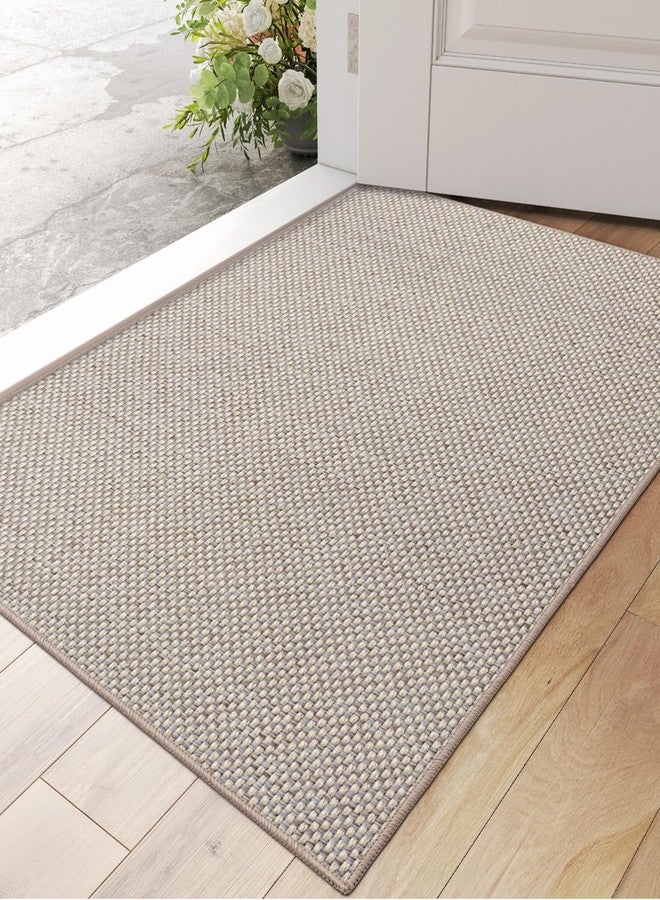 DEXI Ultra Thin Door Mat Indoor Entrance 24x36, Non Slip Rubber Backed Entryway Mats Dirt Trapper, Low Profile Front Doormat for Inside Entry, Patio, Porch, Beige - Image 1