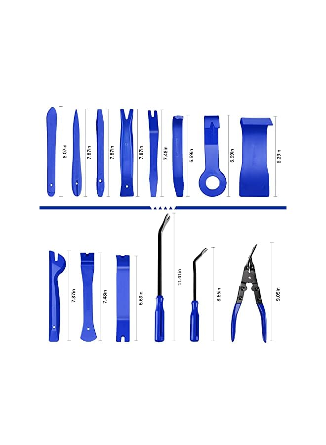 KASTWAVE Audio Removal Kit, Auto Clamp Fastener Terminal Removal Kit Plastic Pry Tool Kit for Car Panels/Dashboards/Doors/Audio/Radio/Stereo, 19 Pieces Comes with Storage Bag (Blue) - Image 3