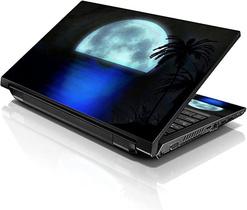 LSS Laptop 15 15.6 Skin Cover with Colorful Beach Moon Light Pattern for HP Dell Lenovo Apple Asus Acer Compaq - Fits 13.3" 14" 15.6" 16" (2 Wrist Pads Free) - Image 1