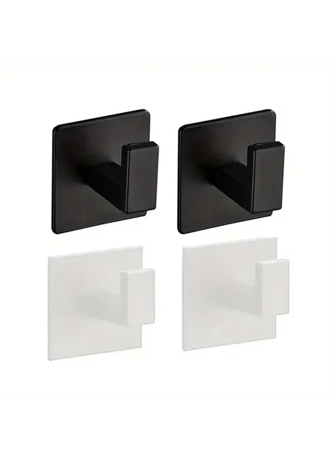 Black 4Pcs Heavy Duty Metal Wall Mounted Towel Hanger Space Saving Bathroom Organizer - Image 1