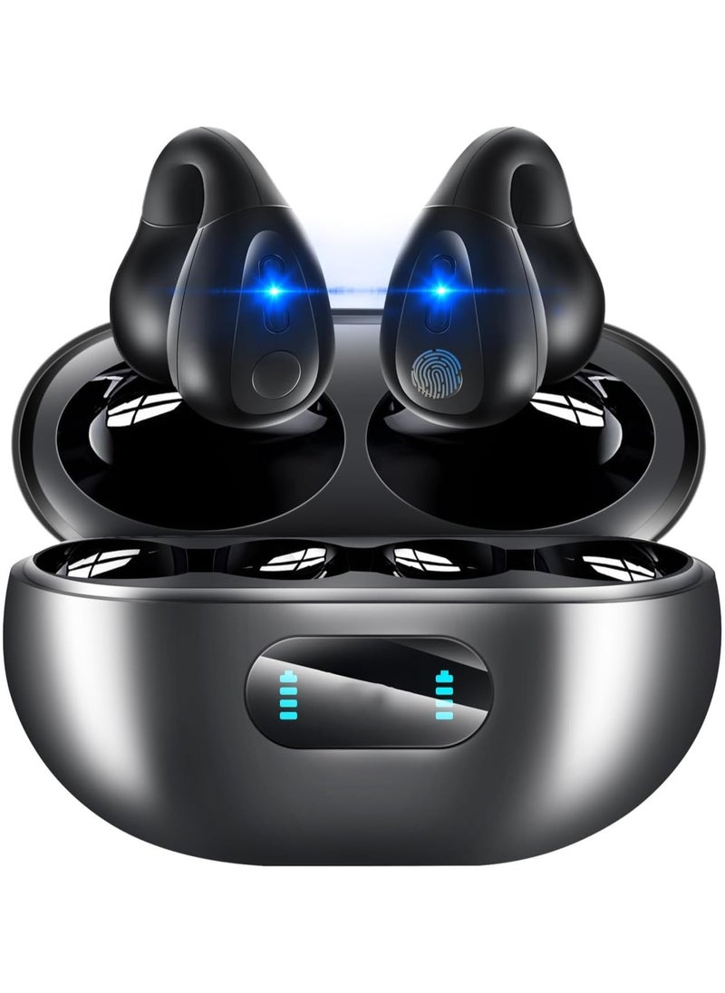 Concretization Open Ear Bluetooth Earbuds - True Wireless Bluetooth Earbuds - Clip Ear Bluetooth Earphones for Sports, Running, Cycling, Driving - Air Conduction Headset with Bluetooth 5.2 for Android and iPhone - Black  - Image 1