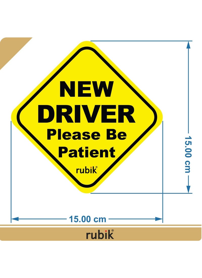 Rubik Magnetic New Driver Car Sign Sticker, New Driver Please Be Patient, Highly Reflective Removable and Reusable for Beginner Car SUV Van Drivers (15x15cm)  - Image 3