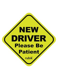 Rubik Magnetic New Driver Car Sign Sticker, New Driver Please Be Patient, Highly Reflective Removable and Reusable for Beginner Car SUV Van Drivers (15x15cm)  - Image 1