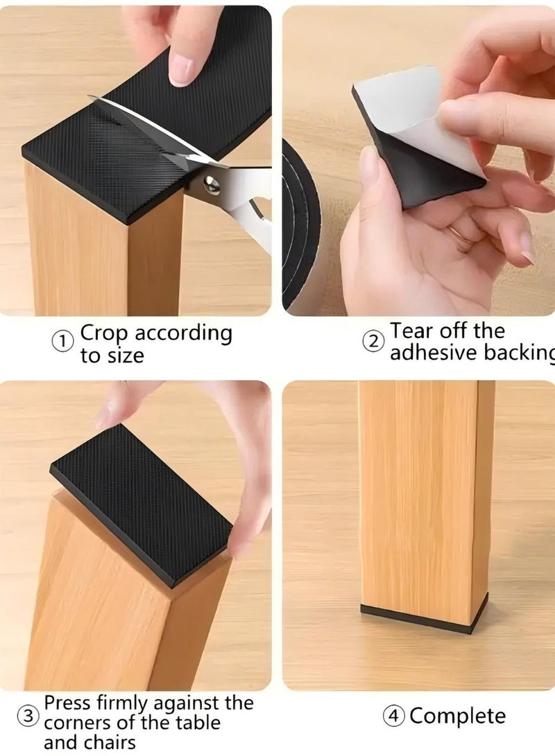 كومبي وسادات أقدام أثاث بطول 200 سم، وسادات أثاث مطاطية مانعة للانزلاق، وسادات حماية للأرضيات الخشبية، وسادات أرجل كراسي أثاث ذاتية اللصق مانعة للانزلاق، وسادة أقدام طاولة متعددة الوظائف سميكة مضادة للخدش - Image 3