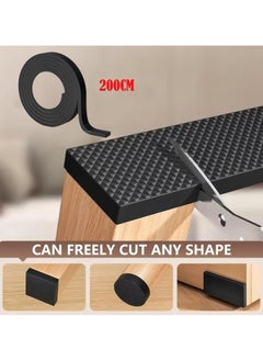 CoomBe 200CM Length Furniture Feet Pads, Non-Slip Rubber Furniture Pads, Wood Floor Protector Pads, Self Adhesive Anti Slip Furniture Chair Leg Pads, Anti Scratch Thickened Multifunctional Table Foot Pad  - Image 1