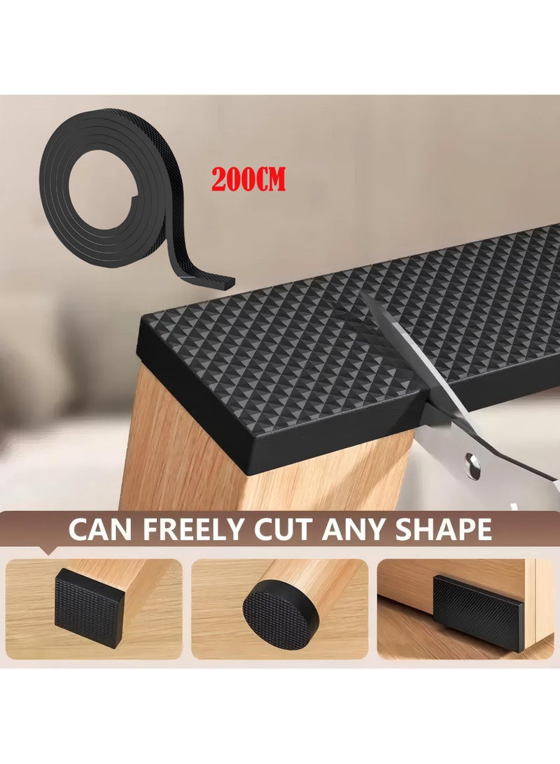 كومبي وسادات أقدام أثاث بطول 200 سم، وسادات أثاث مطاطية مانعة للانزلاق، وسادات حماية للأرضيات الخشبية، وسادات أرجل كراسي أثاث ذاتية اللصق مانعة للانزلاق، وسادة أقدام طاولة متعددة الوظائف سميكة مضادة للخدش - Image 1