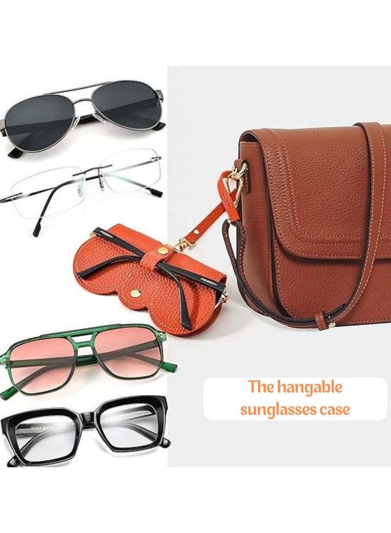GoldenLike Soft Leather Sunglass Bag, Glasses Storage Bag Holder Eyeglasses Case with Strap Portable Anti-Scratch Glasses Protective Case Sunglasses Pouch for Women Men, Brown  - Image 4