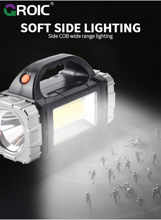 Bright Rechargeable Flashlight, Camping Lantern Rechargeable Lights, Portable Handheld Spotlight Searchlight 10000mAh with 7 Lights Modes, Waterproof Flashlight with USB Output Power Bank