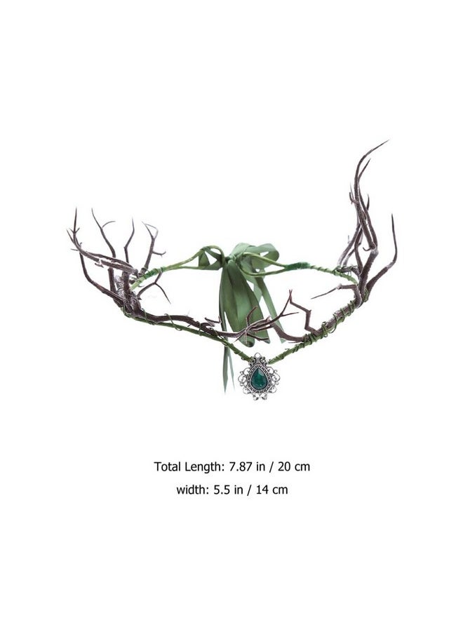 Vaguelly - Woodland Antler Crown Forest Elf Crown Fairy Headband Circlet For Women Girls Renaissance Halloween Cosplay Wedding Accessory - Image 1