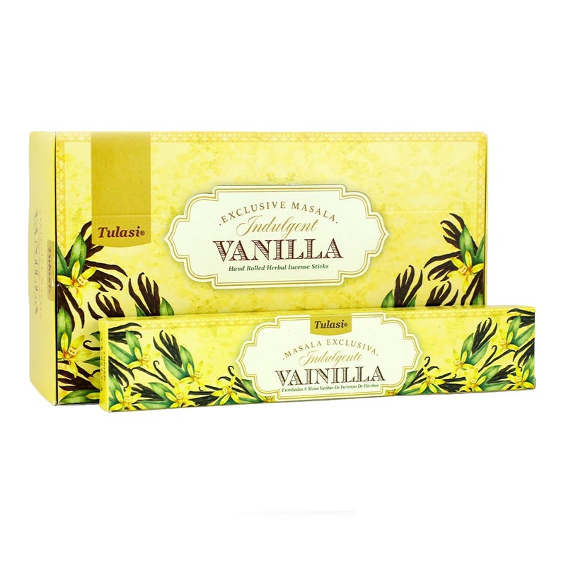 Tulasi Exclusive Masala Vanilla Indulgence Incense Sticks (Agarbatti) for Pooja, Prayer, Meditation & Home Fragrance, 15g, Pack of 12 (1 outer) - Image 1
