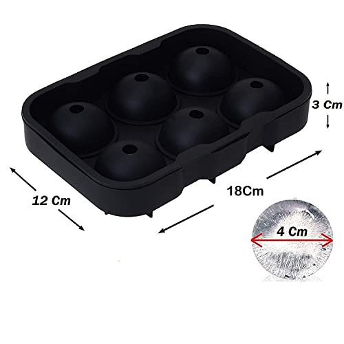 AmigozZ 6 Pc Round Ice Cube Ball Maker Easy Release Silicone Round Ice Sphere Tray with Lids & Funnel for Bourbon, Whiskey, Cocktail, Cold Drinks.(Pack of 1 Round 6 Grid Ice Cube Tray) - Image 3