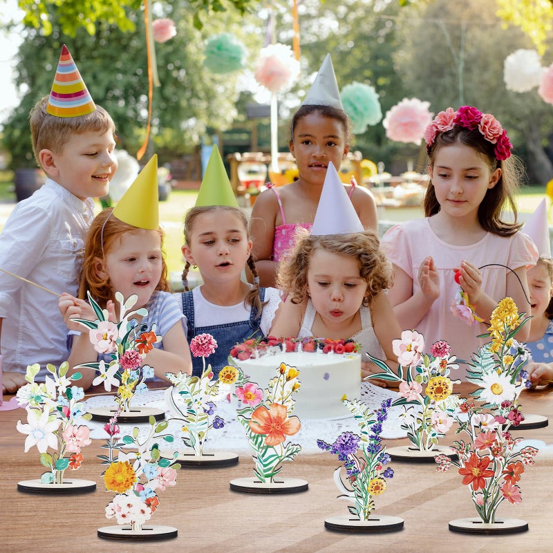 refavor Wooden Wildflower Party Decorations - 9PCS Flower Birthday Table Sign Decor Wooden Baby in Bloom Baby Shower Decorations Wildflower Baby Shower Decor Supplies Floral Party Wedding Decoration - Image 4
