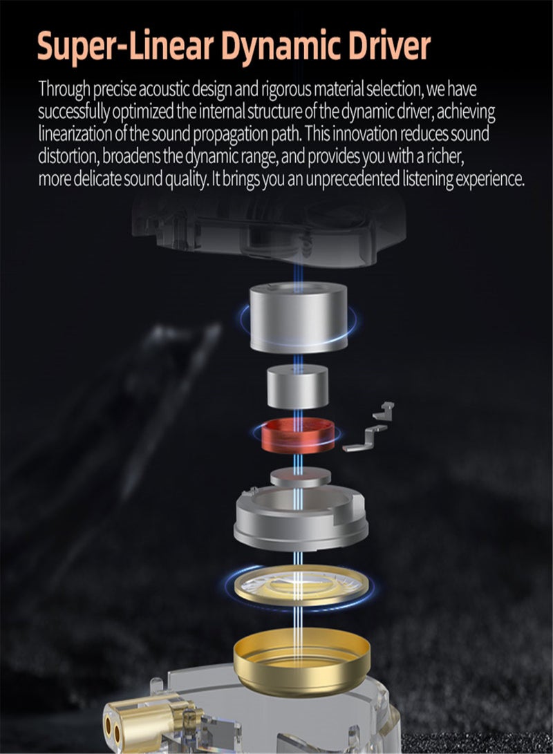 كي زد سماعات أذن KZ EDX Pro X داخل الأذن مزودة بمراقبة المسرح ووحدة ديناميكية مغناطيسية مزدوجة وسماعات أذن Shock Bass مع كابل قابل للفصل 0.75 مم وسماعة رأس سلكية مريحة (مع ميكروفون) - Image 4