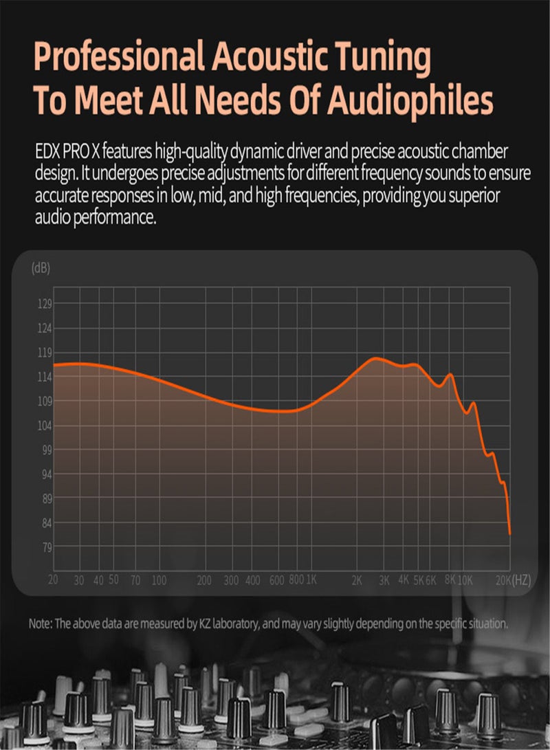 كي زد سماعات أذن KZ EDX Pro X داخل الأذن مزودة بمراقبة المسرح ووحدة ديناميكية مغناطيسية مزدوجة وسماعات أذن Shock Bass مع كابل قابل للفصل 0.75 مم وسماعة رأس سلكية مريحة (مع ميكروفون) - Image 3