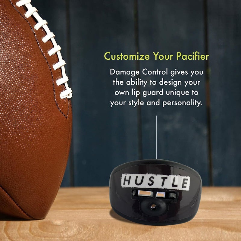 DAMAGE CONTROL Pacifier Mouthpiece – Football Mouthguard with Helmet Strap, Protects Teeth, Jaw & Mouth – Mouth Piece for Sports, No Boiling, Allows Airflow – Gear for Adults & Youth (Hustle) - Image 5