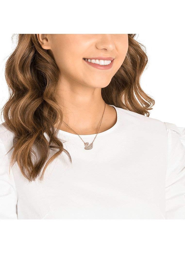 Swan Pink Gold Plated Swan Pendant Necklace - Elegant Fashion Accessory - Image 2
