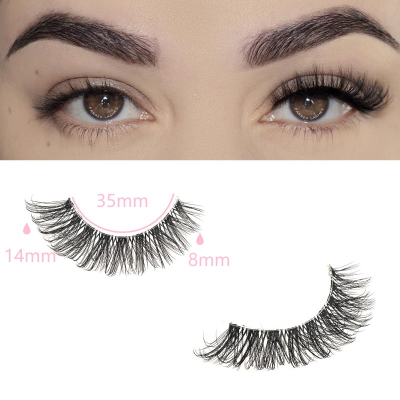 FARRED Cat Eye Lashes Natural Eyelashes Short Wispy Lash Strips Volume Cateye False Eyelash Medium Length Fake Lashes Natural Looking Hybrid Clusters Full Demi Wispies Strip PestaÃ±as (A1 | 8-14MM) - Image 2