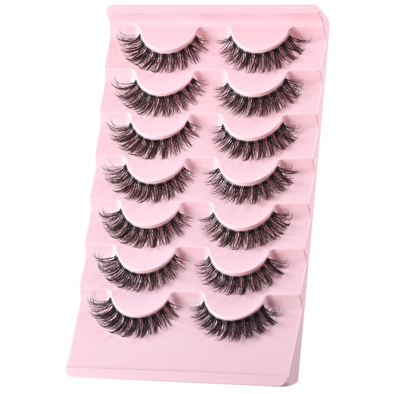 FARRED Cat Eye Lashes Natural Eyelashes Short Wispy Lash Strips Volume Cateye False Eyelash Medium Length Fake Lashes Natural Looking Hybrid Clusters Full Demi Wispies Strip PestaÃ±as (A1 | 8-14MM) - Image 3