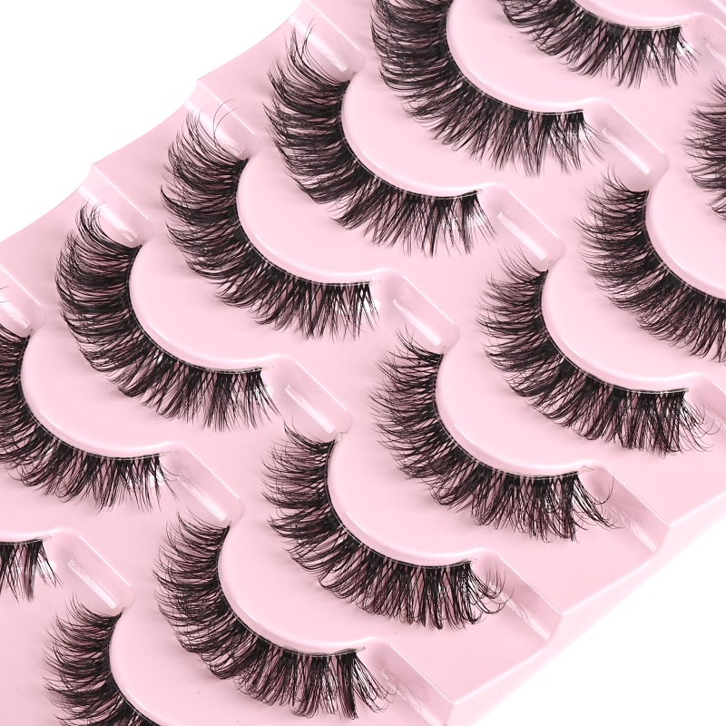FARRED Cat Eye Lashes Natural Eyelashes Short Wispy Lash Strips Volume Cateye False Eyelash Medium Length Fake Lashes Natural Looking Hybrid Clusters Full Demi Wispies Strip PestaÃ±as (A1 | 8-14MM) - Image 4