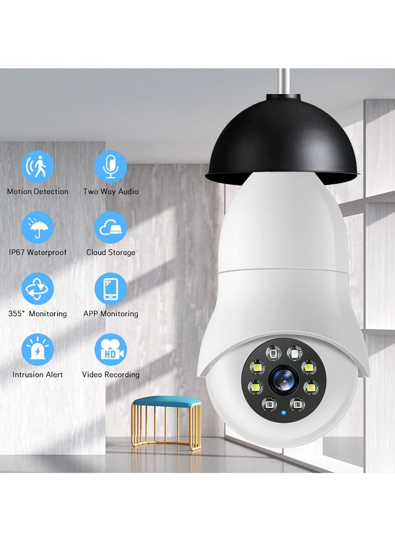 SYOSI - SYOSI Light Bulb Security Camera WiFi Home Video Cameras with E27 Socket 1080P 2MP 360°Panoramic Camera 2.4GHz Home WiFi Camera with Color Night Vision for Indoor Outdoor - Image 1
