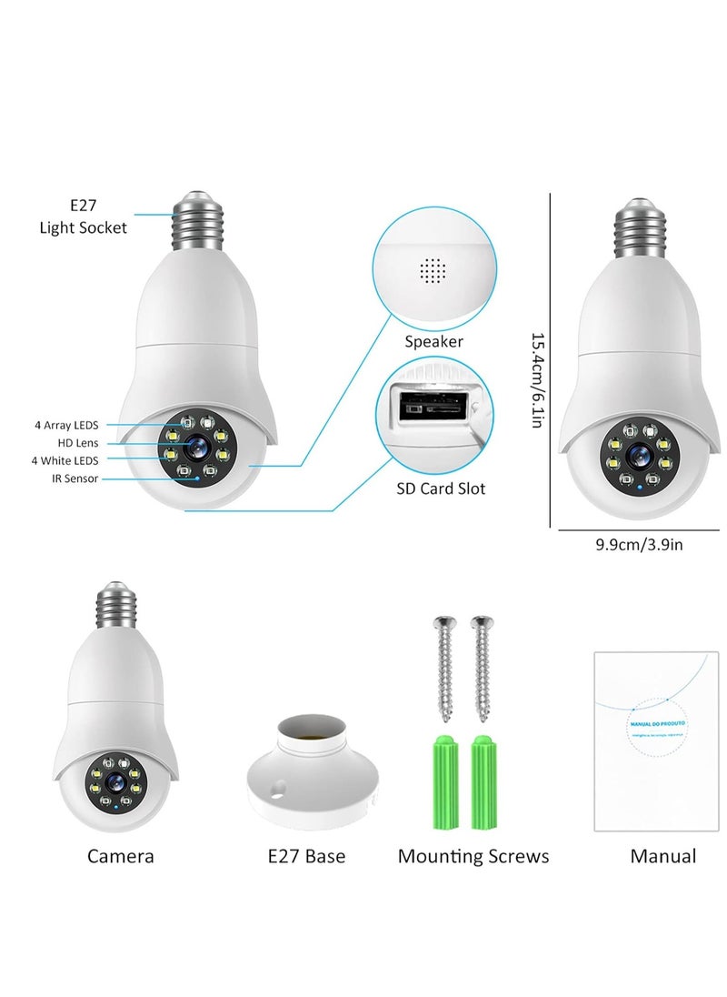 SYOSI - SYOSI Light Bulb Security Camera WiFi Home Video Cameras with E27 Socket 1080P 2MP 360°Panoramic Camera 2.4GHz Home WiFi Camera with Color Night Vision for Indoor Outdoor - Image 1