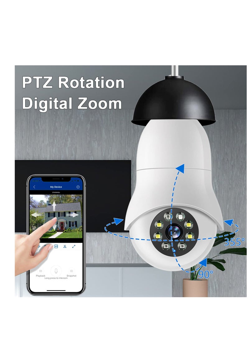 SYOSI - SYOSI Light Bulb Security Camera WiFi Home Video Cameras with E27 Socket 1080P 2MP 360°Panoramic Camera 2.4GHz Home WiFi Camera with Color Night Vision for Indoor Outdoor - Image 1