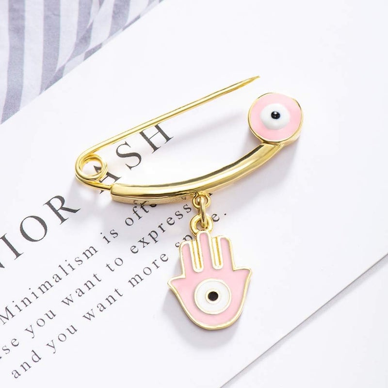 MANVEN Hamsa Evil Eye Stroller Pin Lucky Protection Clothes Brooch Diaper Bag Pin Birthday Gift - Image 2