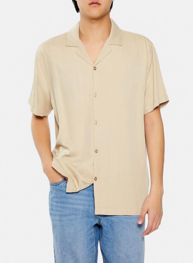 FOREVER 21 Rayon Cuban-Collar Shirt  - Image 1