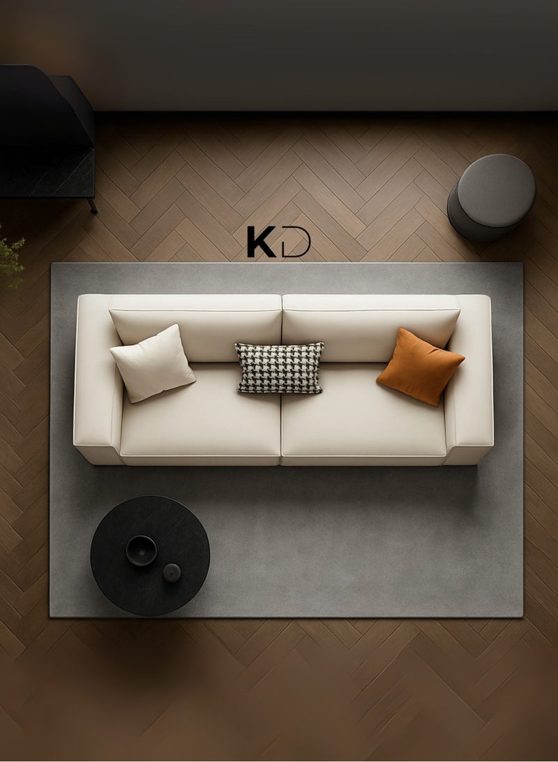 كستم ديكو أريكة KustomDeco Everyday Modern ثنائية المقاعد بإطار صندوقي، تصميم بسيط، جلد صناعي فاخر ووسائد مميزة، أريكة قابلة للتخصيص - بيج - Image 2