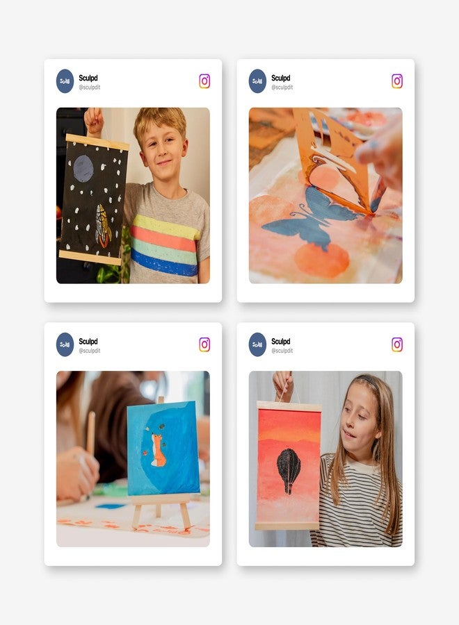 Sculpd Kids Painting Kit, Paint Craft Set for Kids Age 7+, Includes 5 Color Paint Set, Paintbrushes, Magnetic Picture Frame, 2 Canvases, Paint Palette, Additional Art Supplies and Free Guidebook - Image 3