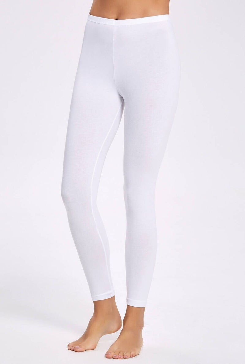 İlke İç Giyim Lycra Long White Women's Leggings 10 Pcs 