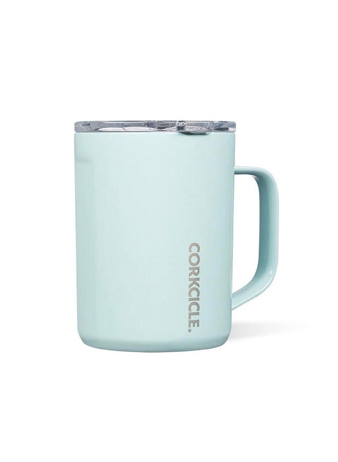 كوركسيكل كوب قهوة كوركسيكل معزول ثلاثيًا بغطاء ومقبض، أزرق بودرة، 16 أونصة - كوب سفر من الفولاذ المقاوم للصدأ يحافظ على المشروبات ساخنة لأكثر من 3 ساعات - كوب غير قابل للانزلاق، سهل الإمساك، ومقاوم للانسكاب - Image 1