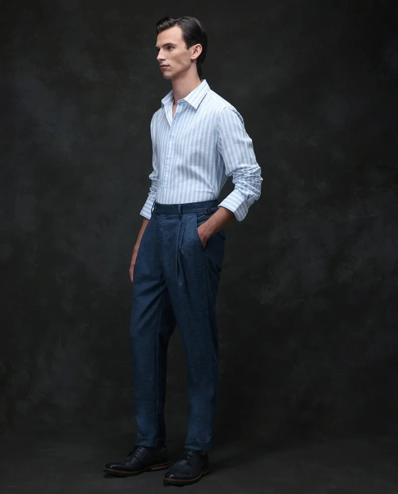 Rare Rabbit Men's Linen Blend Pleated Trouser