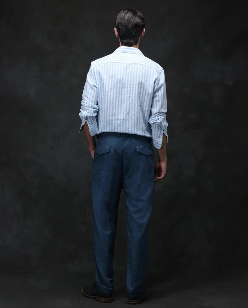 Rare Rabbit Men's Linen Blend Pleated Trouser