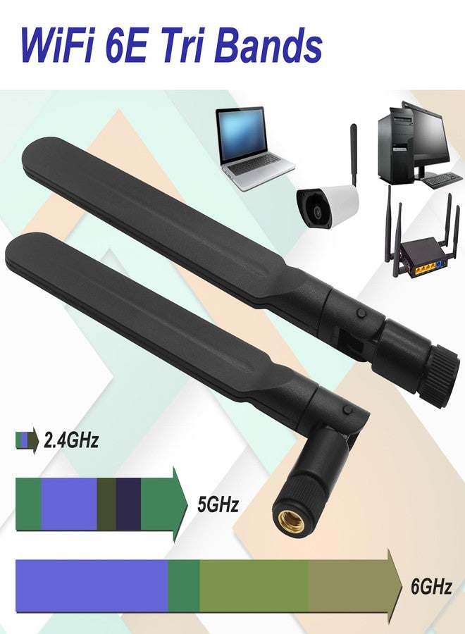 Tenmory WiFi 6E Antenna Tri-Band 6GHz 5GHz 2.4GHz Omnidirectional RP-SMA Male Wi-Fi Antennas for PC Desktop IP Camera Router 2 Pcs - Image 2