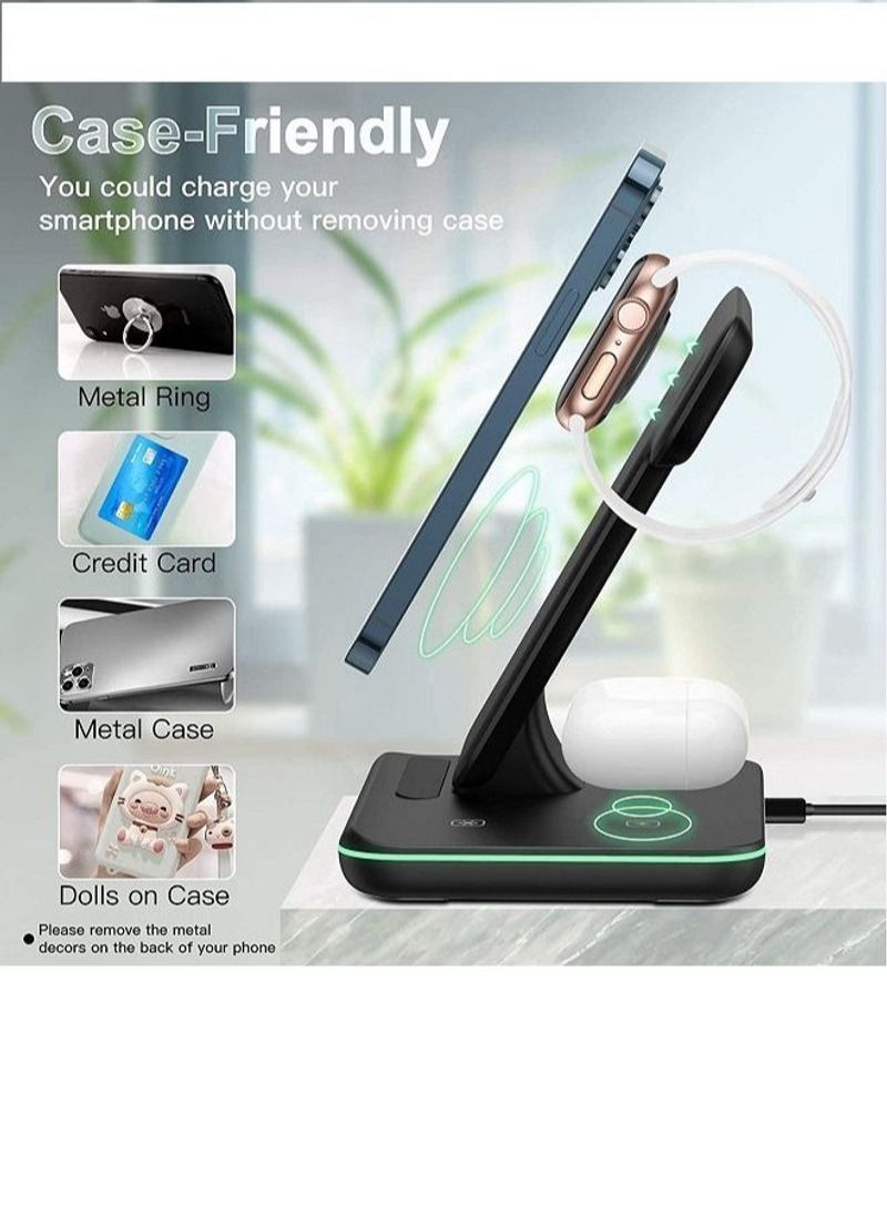 NIBEMINENT Wireless Charger 3 in 1 Charging Station with Charger Plug  - Image 3