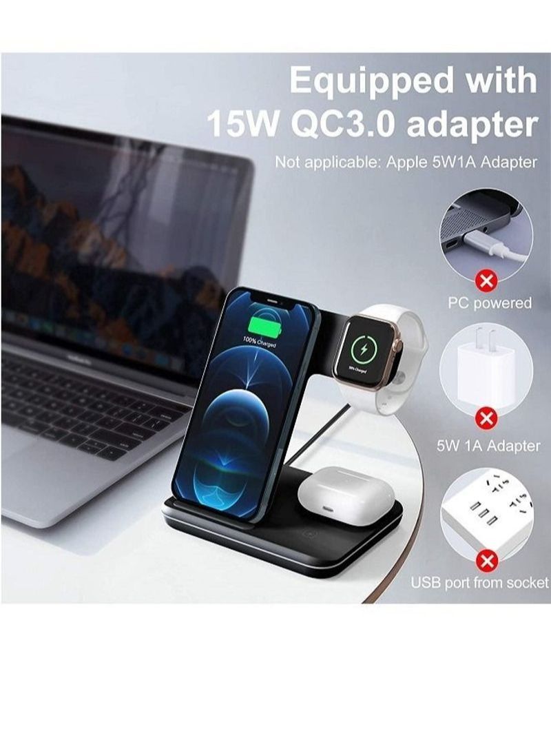 NIBEMINENT Wireless Charger 3 in 1 Charging Station with Charger Plug  - Image 4