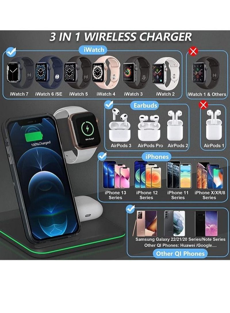 NIBEMINENT Wireless Charger 3 in 1 Charging Station with Charger Plug  - Image 2