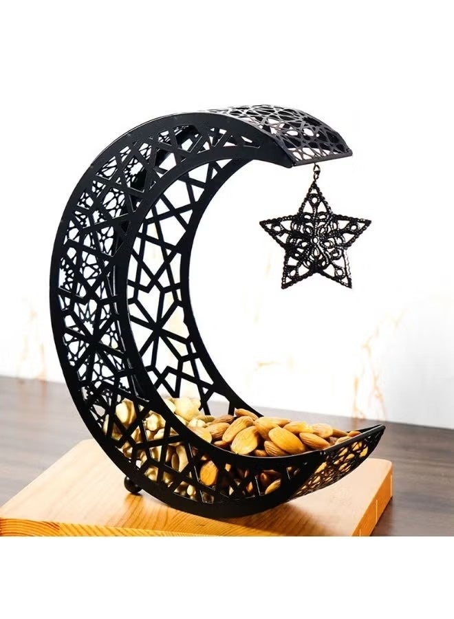 Food Storage Containers,Moon Design Fruit Tray for Ramadan Mubarak,Middle-Black - Image 1