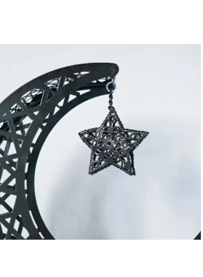 Food Storage Containers,Moon Design Fruit Tray for Ramadan Mubarak,Middle-Black - Image 2