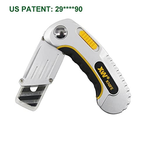 XW Folding Carpet Knife, Razor Blade Heavy Duty Utility Knife with Protective Cap, Extra 5 Blades Included - Image 2