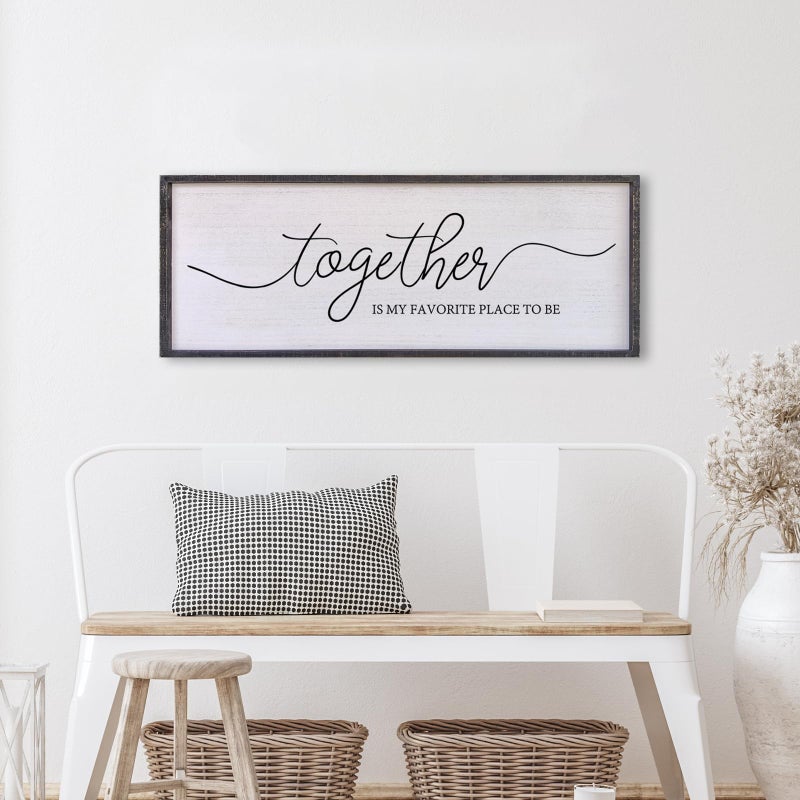 Surfapans Together Is My Favorite Place to Be Sign Wall Decor 40"X15" Bedroom Above Bed Rustic Large Beautiful Home Master Room Beautiful Soild Wood Framed Over Bed Hanging Couple Wall Art (Black) - Image 5