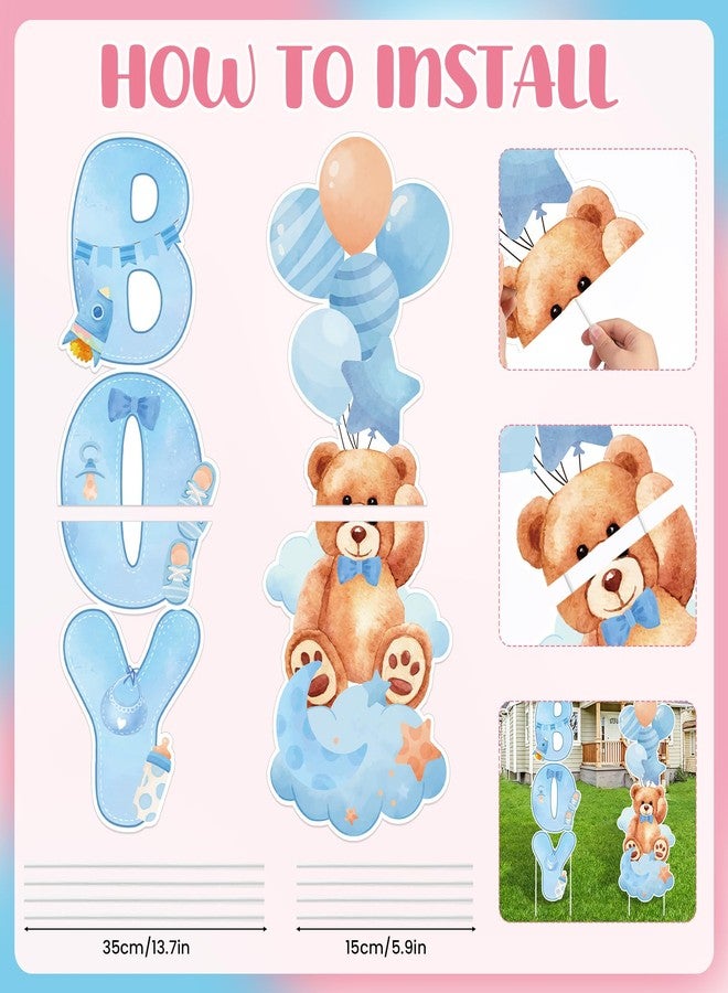 Yoirrat 2 Sets Baby Shower Plastic Yard Sign with Stakes（Bear Boy） - Image 4