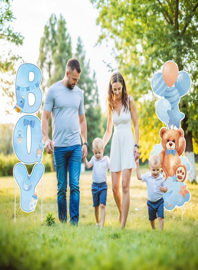 Yoirrat 2 Sets Baby Shower Plastic Yard Sign with Stakes（Bear Boy） - Image 2