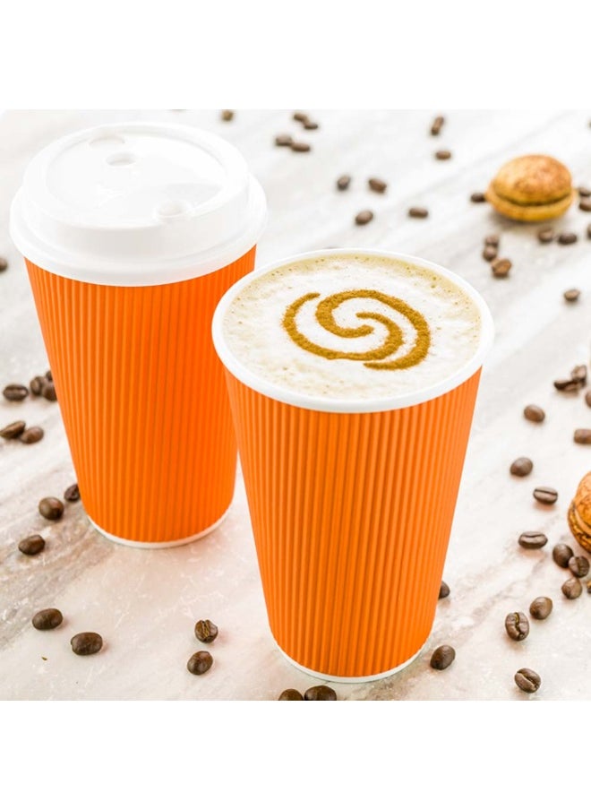 Restaurantware Restaurantware 20 Ounce Ripple Insulated Coffee Cups, 250 Double Wall Corrugated Tumblers, Leakproof, Sustainable Orange Paper Design, Ribbed Surface, Secure Grip, Matching Lids Sold Separately  - Image 2