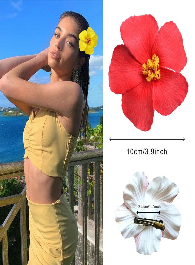 RED-SHYN 6 Pcs Hawaiian Flower Hair Clips Plumeria Hibiscus Artificial Floral Barrettes Boho Clips for Women Summer Vacations Beach Party Weddings - Image 2
