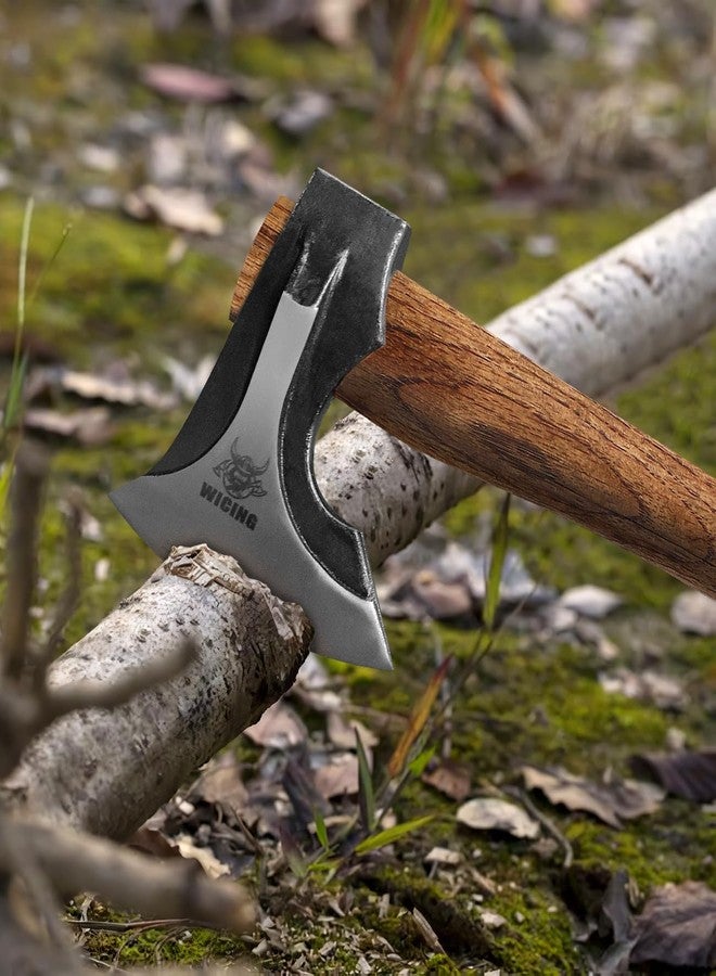 WICING Camping Hatchet, 14.2-inch Splitting Axe with Leather Sheath, Chopping Axe 1065 High Manganese Steel and Hickory Handle - Image 3